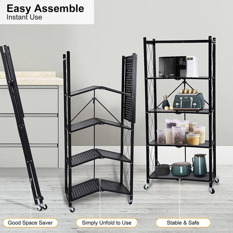 5Tier Heavy Duty Storage Iron Shelf Steel Organizer Bed Bath