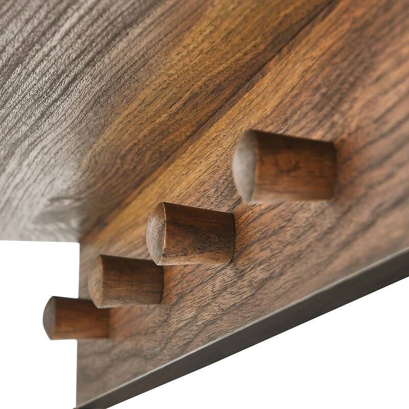 Rancho Modern Walnut Arched Wall Mirror with Shelf and Hooks