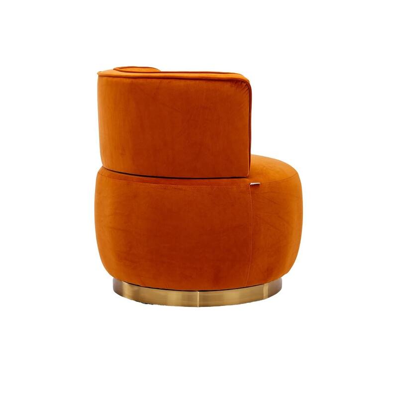 Modern Velvet 360 Degree Swivel Round Armrest Upholstered Accent Chair