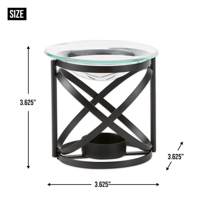 Orbital Candle Oil Warmer with Stand - 3.5" - Black and Clear