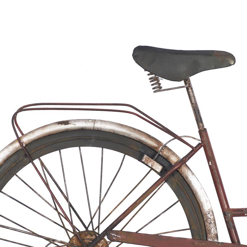 Metal Bike Home Wall Decor with Seat and Handles - Red - Roche River Decor