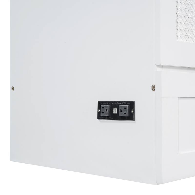 Space-Saving Queen Size Murphy Bed with Drawers and USB Charging, White