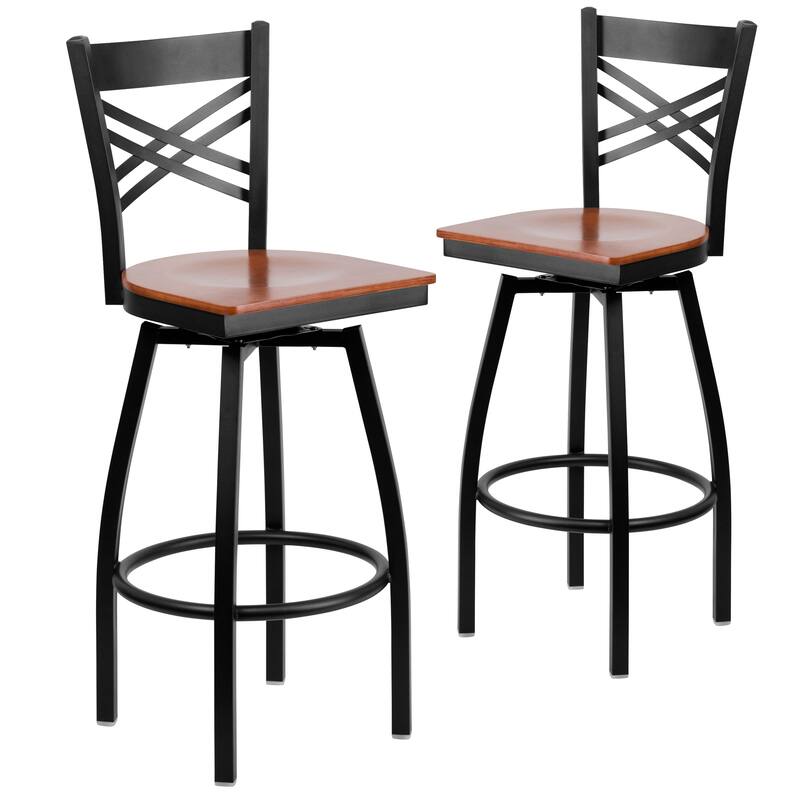 2 Pack ''X'' Back Swivel Metal Barstool - 16.5"W x 20.5"D x 44.5"H - 16.5"W x 20.5"D x 44.5"H