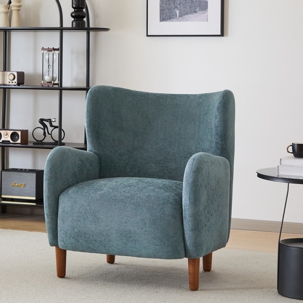 slide 2 of 35, Christopher Knight Home - Parmelee Upholstered Wingback Club Chair with Plush Velvet and Solid Wood Legs Blue