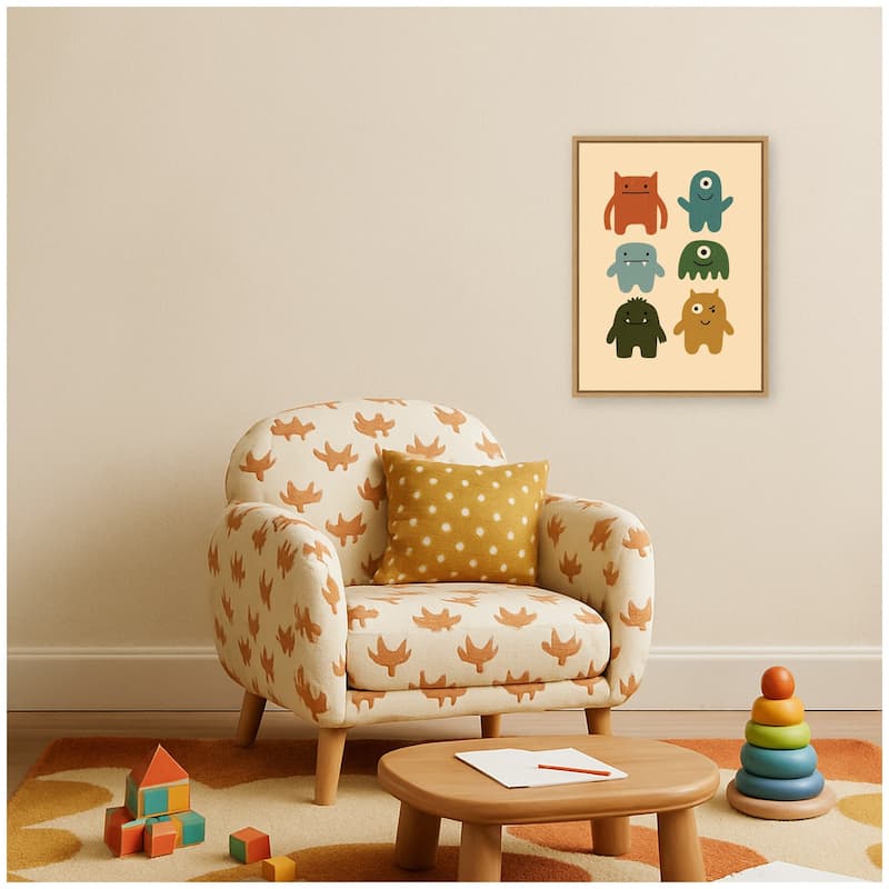 Kate and Laurel Monster Arts by Laura Moss Framed Canvas Wall Art Print