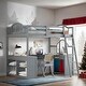 preview thumbnail 2 of 33, Elegant Full Wooden Loft Bed with U-shaped Desk, Storage Compartments and Tri-fold Mirror, Efficient Workspace, Space-saving