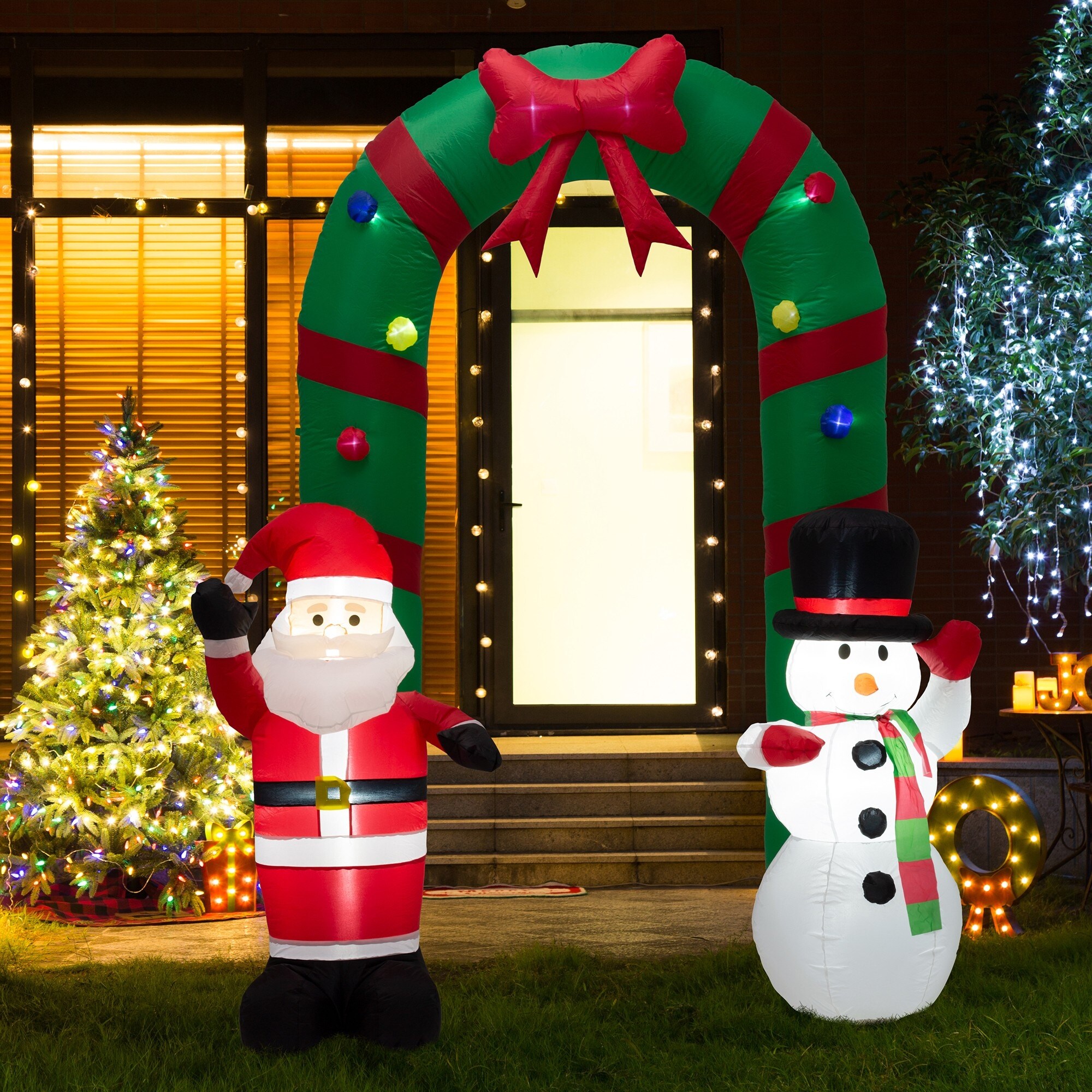 6.8Ft Shivering Snowman in Ugly Christmas Sweater Inflatable with Lights Bed Bath Beyond 36242902
