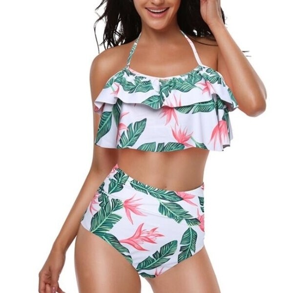 Women Falbala Bikini Set High Waist