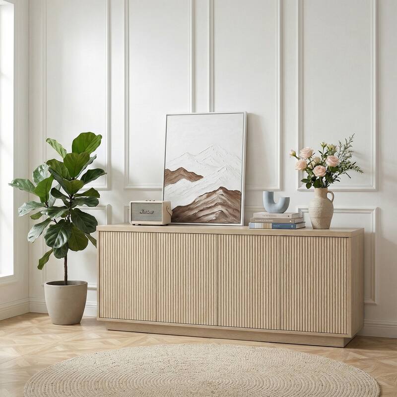 Mid-Century Modern 4-Door Storage Sideboard Cabinet