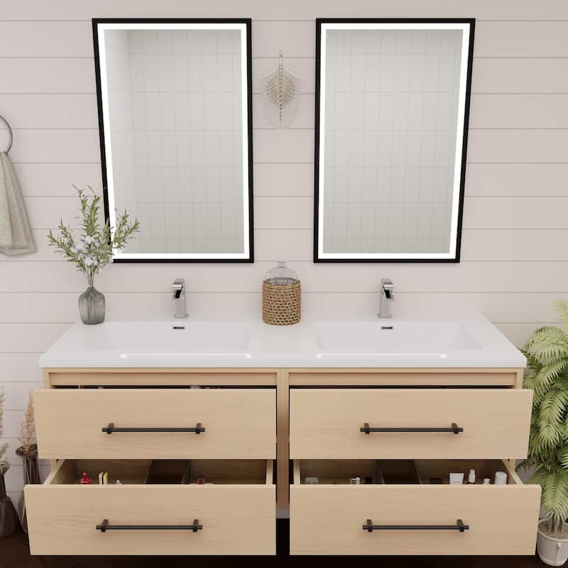 Victoria 60'' Floating Vanity with Double Reinforced Acrylic Sink - 59.5