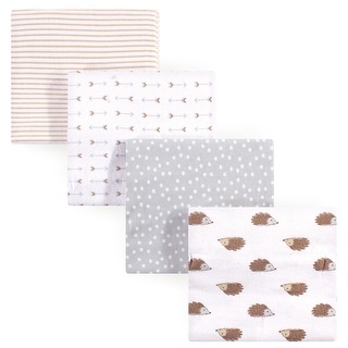 Hudson Baby Infant Cotton Flannel Receiving Blankets, Hedgehog, One Size - Hedgehog - One Size