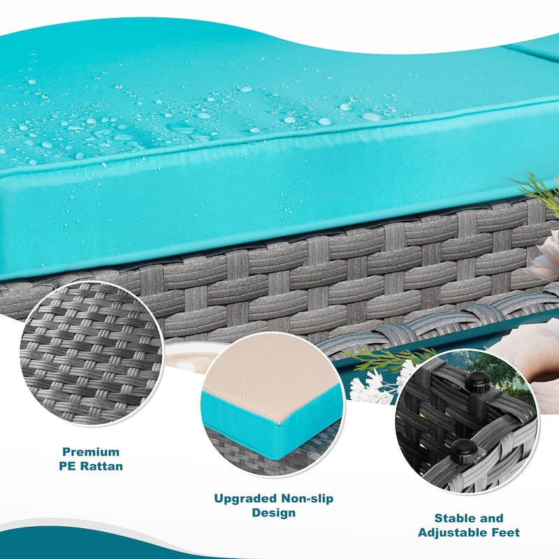 8-Piece Outdoor Patio Wicker Conversation Set with Fire Pit Table, Sectional Sofa & Cushions - N/A