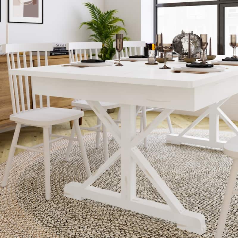 7' x 40" Rectangular Antique Rustic Solid Pine Folding Dining Table