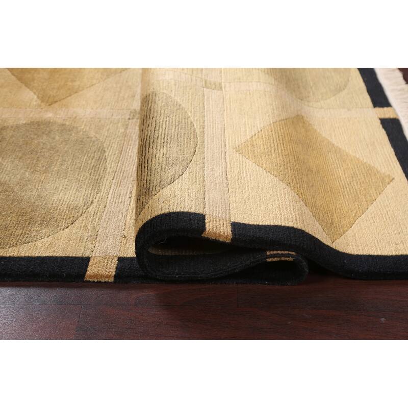 Vegetable Dye Geometric Nepalese Oriental Area Rug Wool Hand-knotted - 4'1" x 6'0"