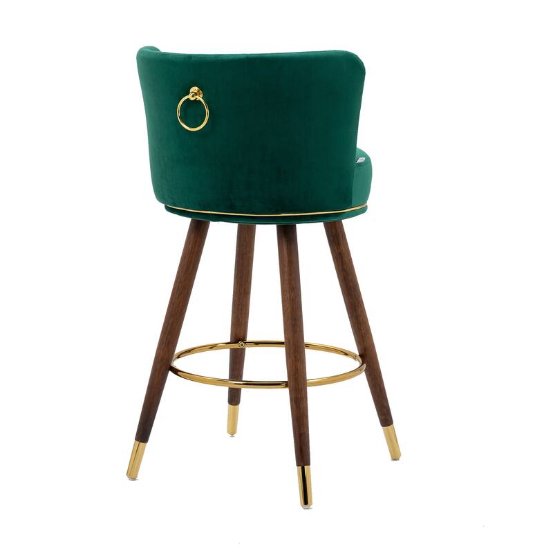 360 degrees Counter Height Bar Stools with Solid Wood Legs Set of 2