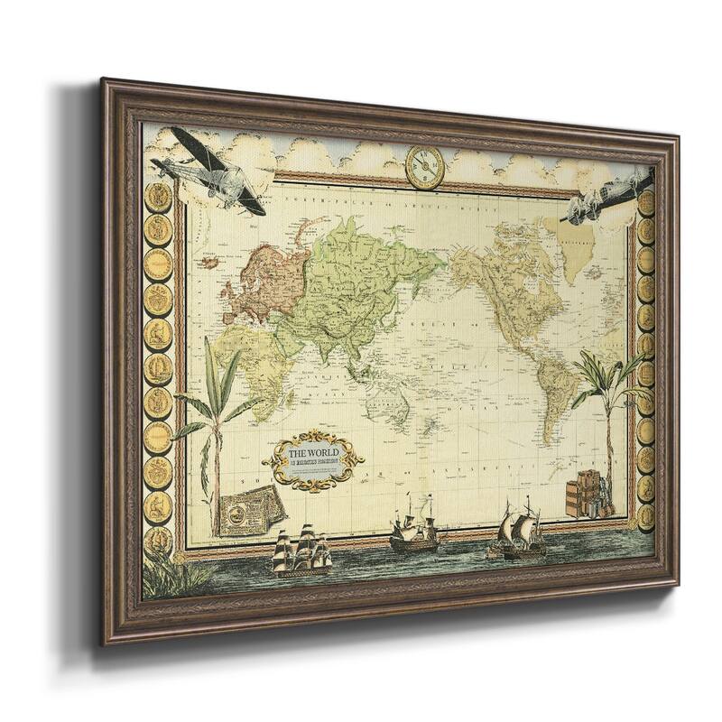 Adventure Map Premium Framed Canvas- Ready to Hang