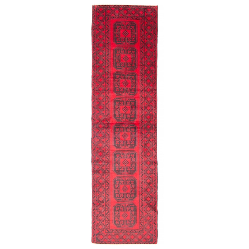 ECARPETGALLERY Hand-knotted Baluch Red Wool Rug - 2'8 x 9'7 - Red - 2'8 x 9'7