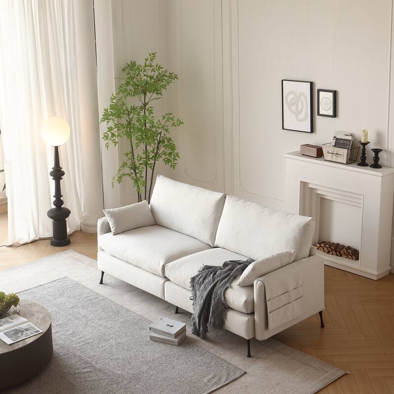 80.71" Fabric 3-Seater Sofa with 2 Armrest Pillows