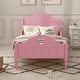 preview thumbnail 15 of 26, Twin Size Toddler Bed with Safety Rails and Love Design Cutouts - Solid Wood Construction, Macaron Colors, Easy Access Light Pink