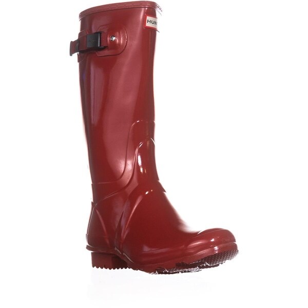 hunter original tall gloss rain boots military red