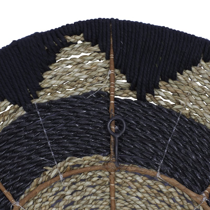 Cotton Fabric Plate Handmade Woven Home Wall Decor - Set of 3 Black or White - Roche River Decor