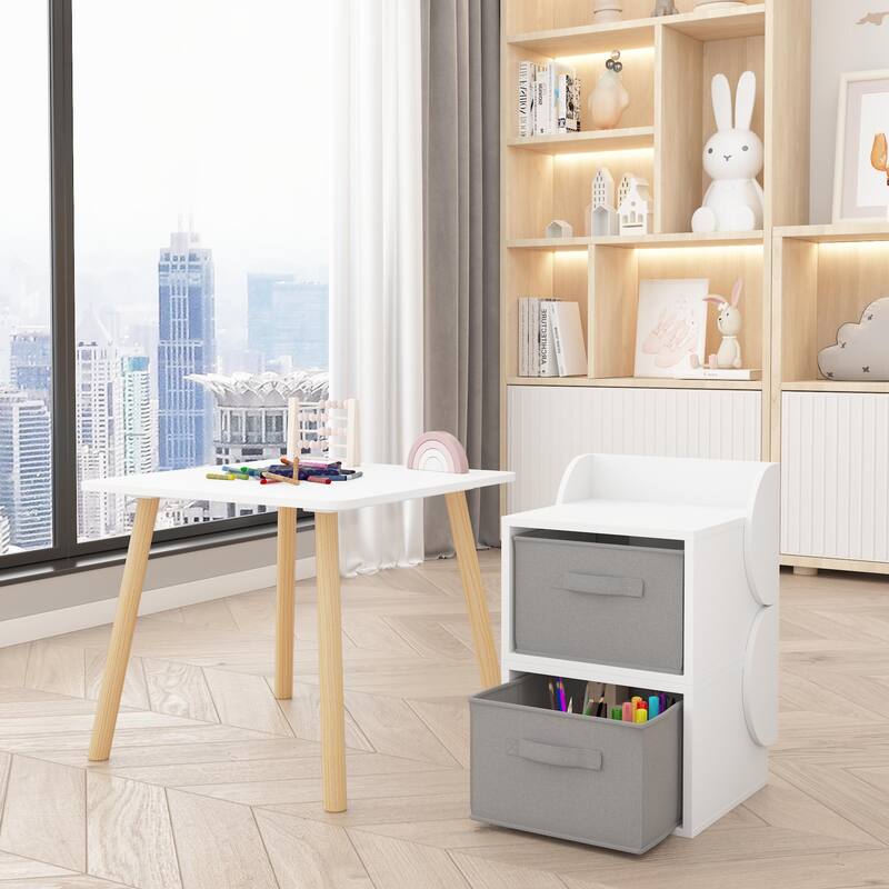 Kids Table and 2 Chair Set with Storage Bins, 3-Piece Toddler Activity Play Table for Arts & Crafts, Reading, Drawing