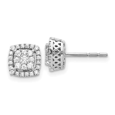 Curata 14k White Gold Diamond Post Earrings - 8x8mm Wide