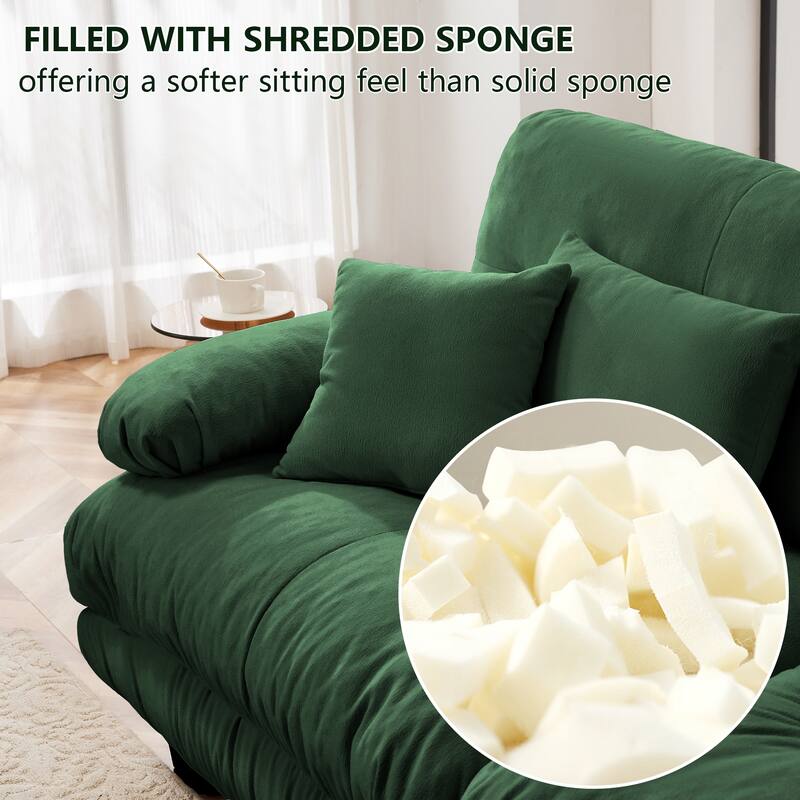 Roomfitters 3-Seater Modular Chenille Sofa, Deep Seat Cloud Couch with Round Bolster Armrests