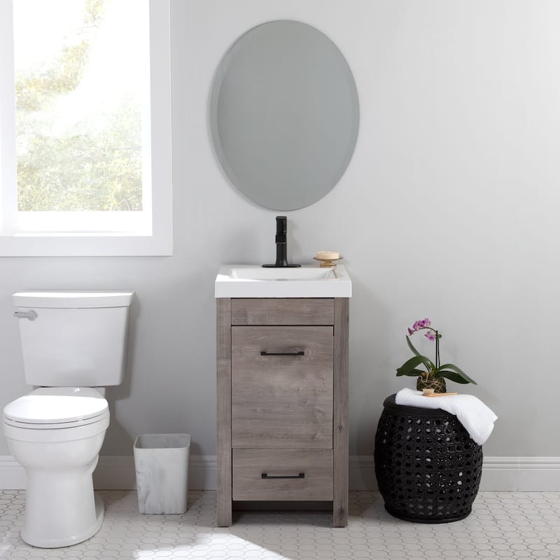 Spring Mill Nixie 18.5" Small Bathroom Vanity With Cabinet, Drawer, and White Sink Top