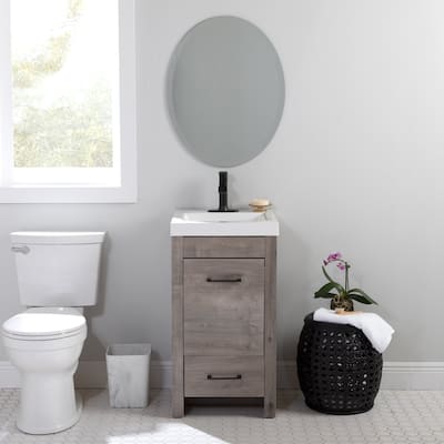 Spring Mill Cabinets 18.5" Nixie Small Bathroom Vanity With Cabinet, Drawer, and White Sink Top