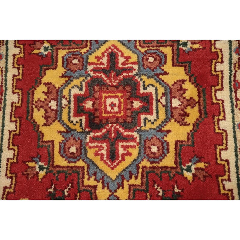 Hand Knotted Oriental 100% Wool Carpet Traditional Geometric Red Heriz (serapi) Area Rug - 5' 2'' X 2' 11''
