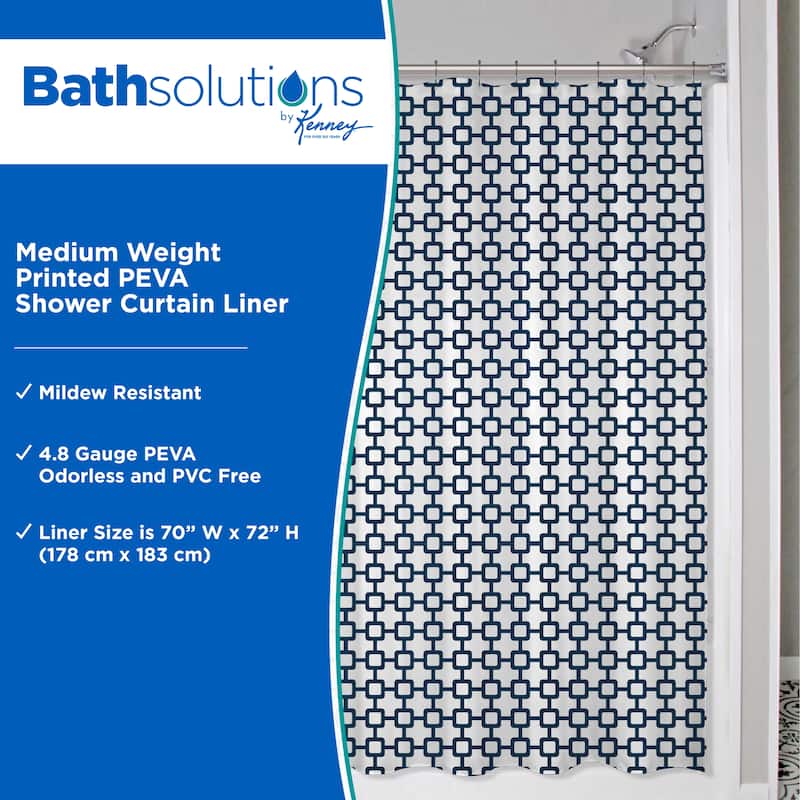 Kenney Medium Weight Decorative PEVA Shower Curtain Liner, 70" W x 72" H