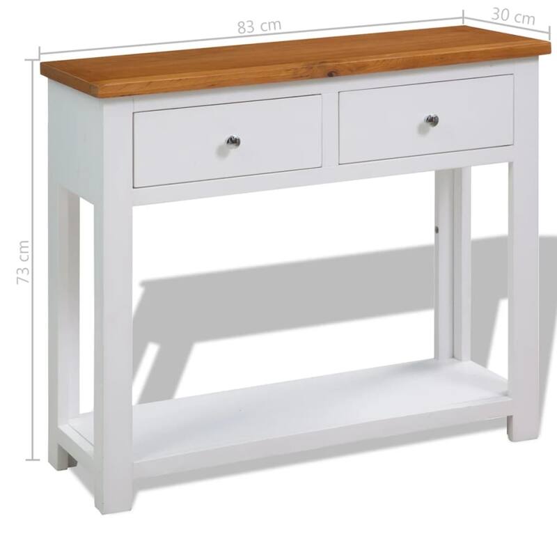 vidaXL Console Table 32.7"x11.8"x28.7"Solid Oak Wood