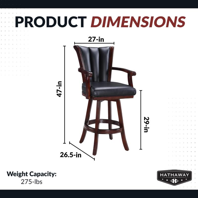 Hathaway Avondale 29-in High Top Swivel Pub Arm Chair