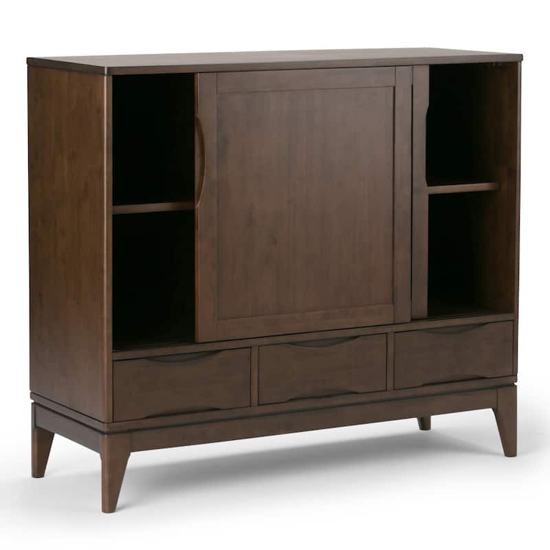 WYNDENHALL Pearson SOLID HARDWOOD 48 inch Wide Mid Century Modern Medium Storage Cabinet - 48"w x 17"d x 42" h