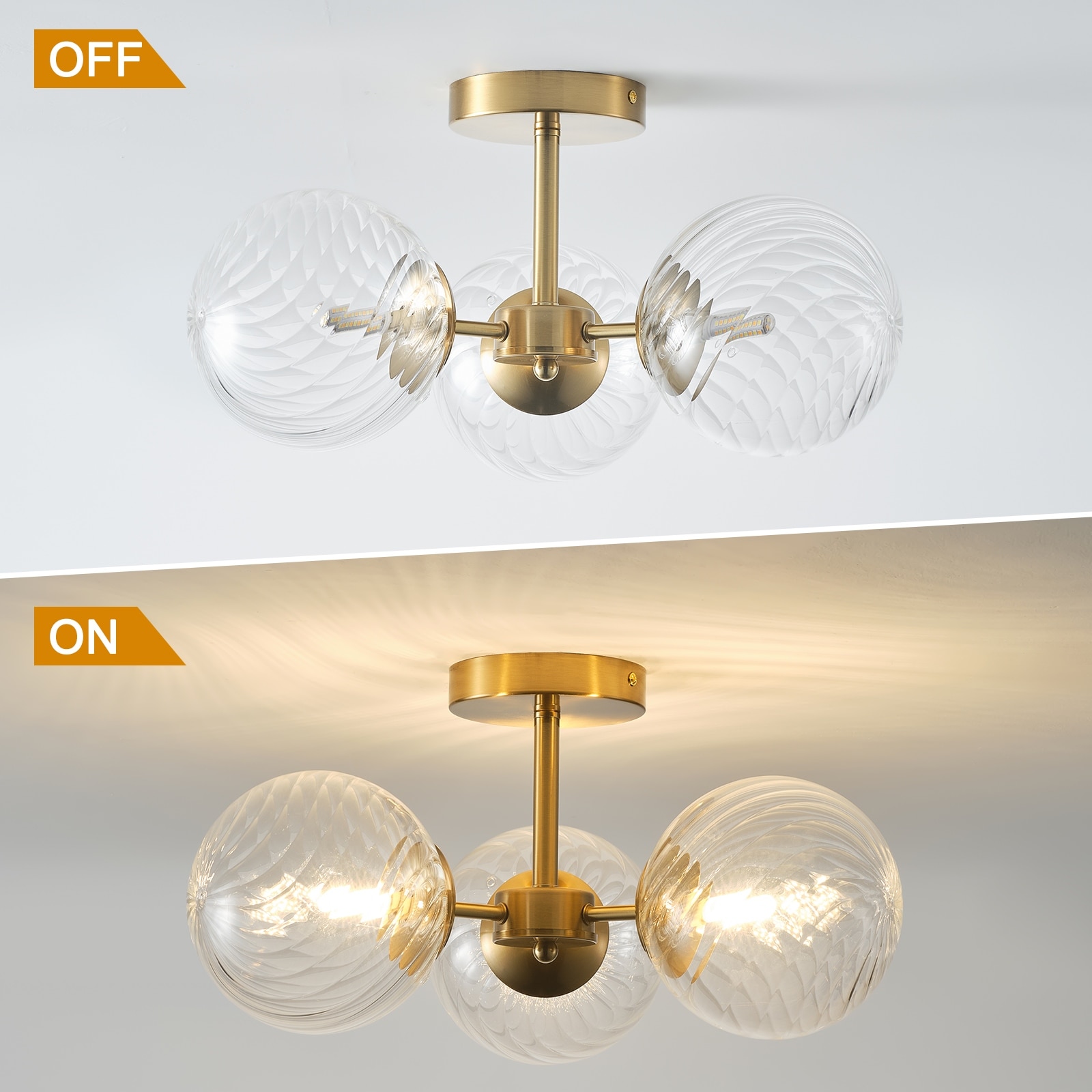Starsky 3-Light Sputnik Modern White Bubble Glass Globe Semi Flush