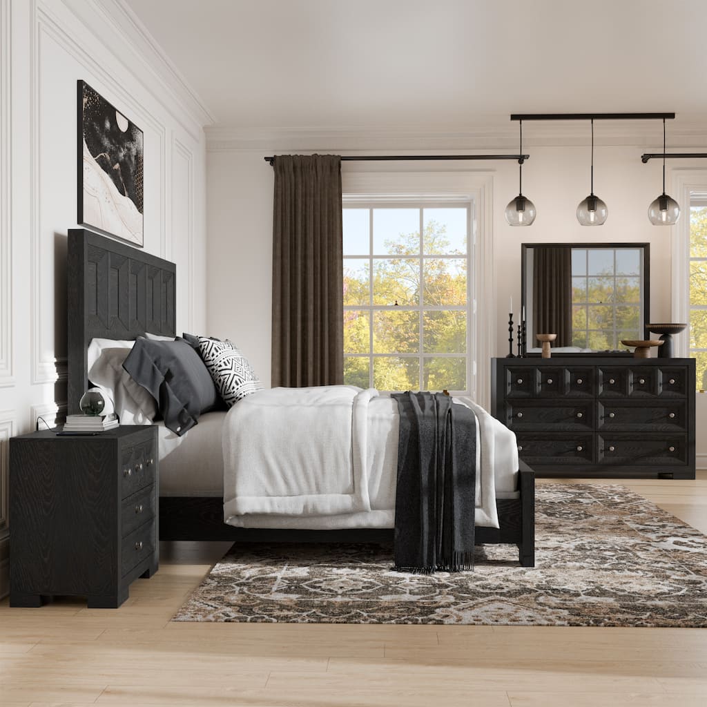 Furniture of America Durem Modern Classic 4-Piece Wood Panel Bedroom Set