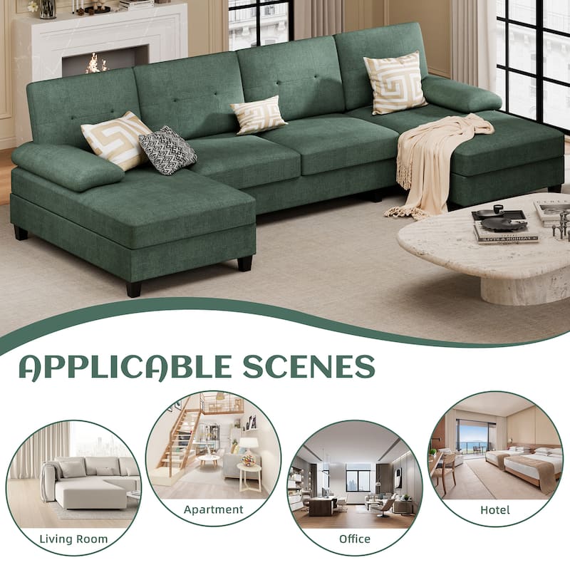 106'' Sectional Sofa with Thick Cushions for Living Room