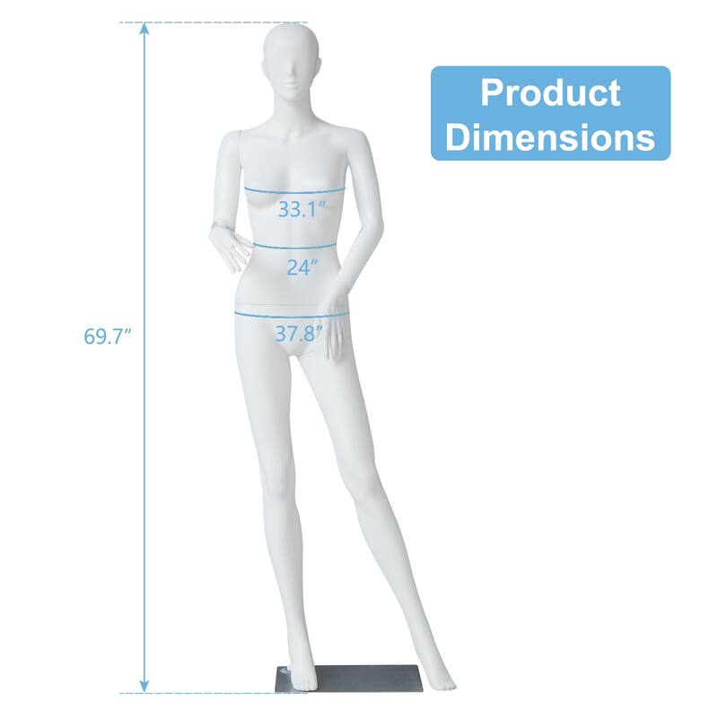 Full Body Mannequin Famale Male Dress Form Display, Manikin Torso Stand Realistic Mannequin for Retail Clothing Shops, White