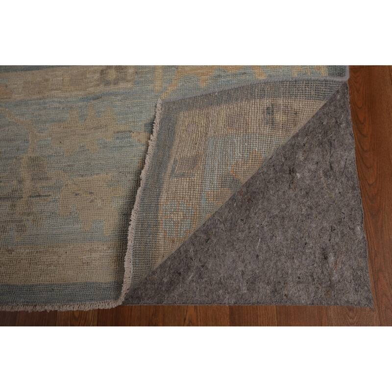 Vegetable Dye Blue Oushak Turkish Rug Handmade Oriental Wool Carpet - 8'10"x 11'8"