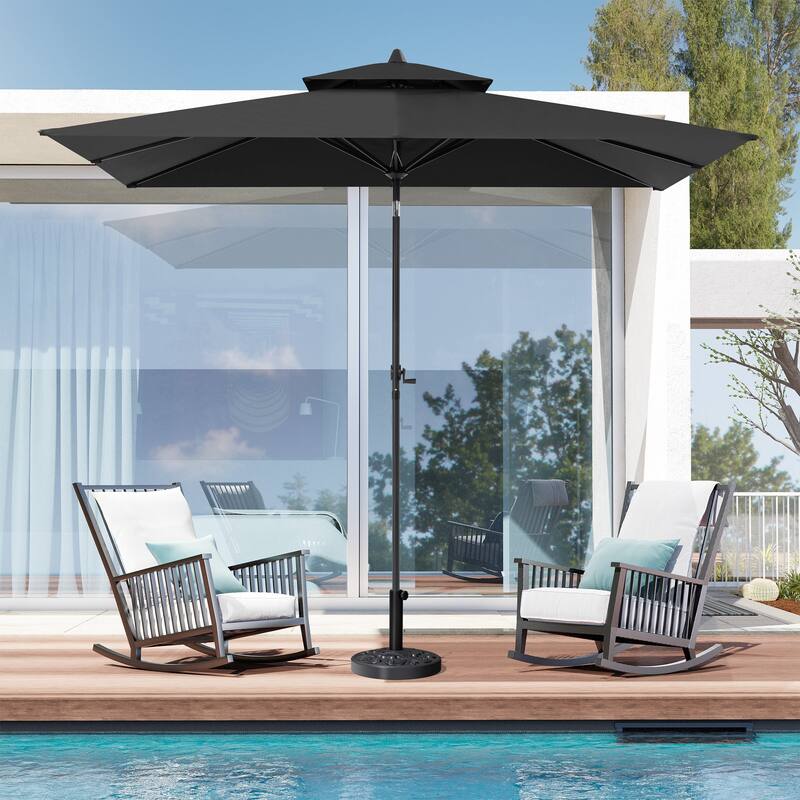 Outdoor 9 x 5 FT Double Top Patio Market Umbrella Table Umbrella, Base Not Included