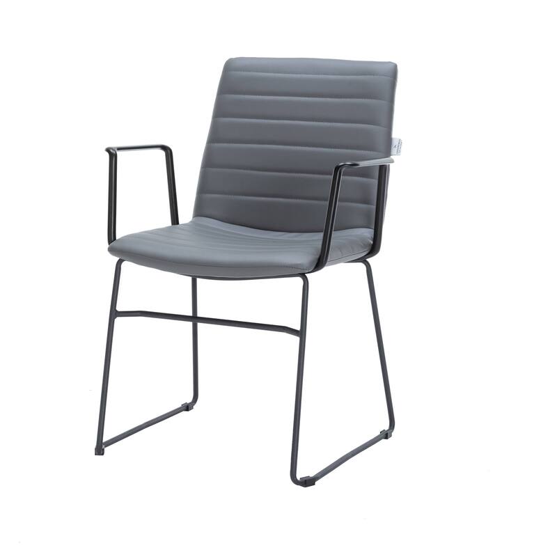 Zylar Ergonomic Guest Chair with Leather, Stainless Steel Base, High-Density Foam, Modern Design for Office or Waiting Room