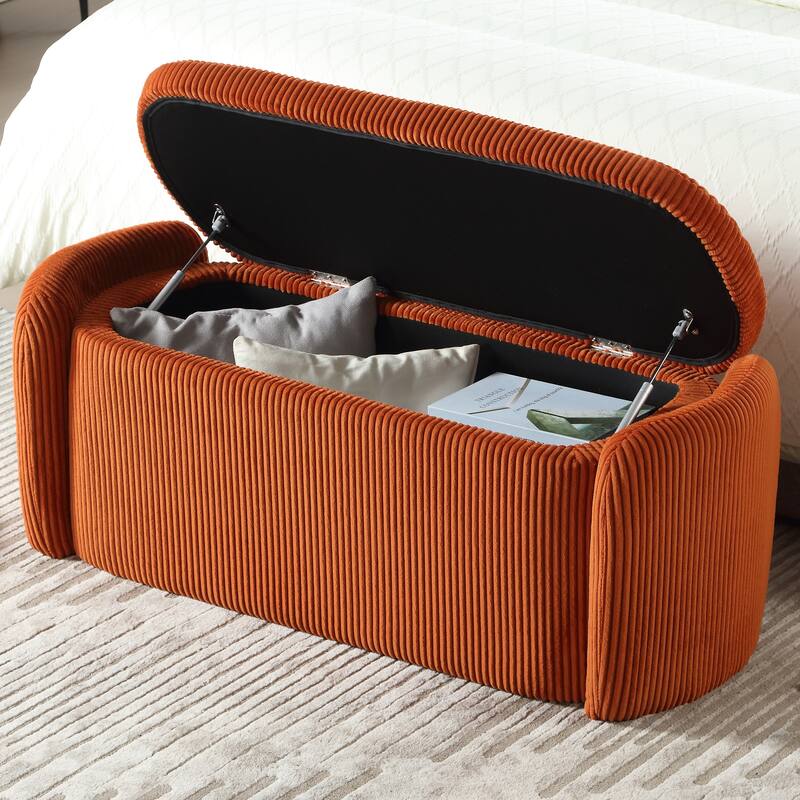 Entryway Upholstered Fabric Storage Ottoman