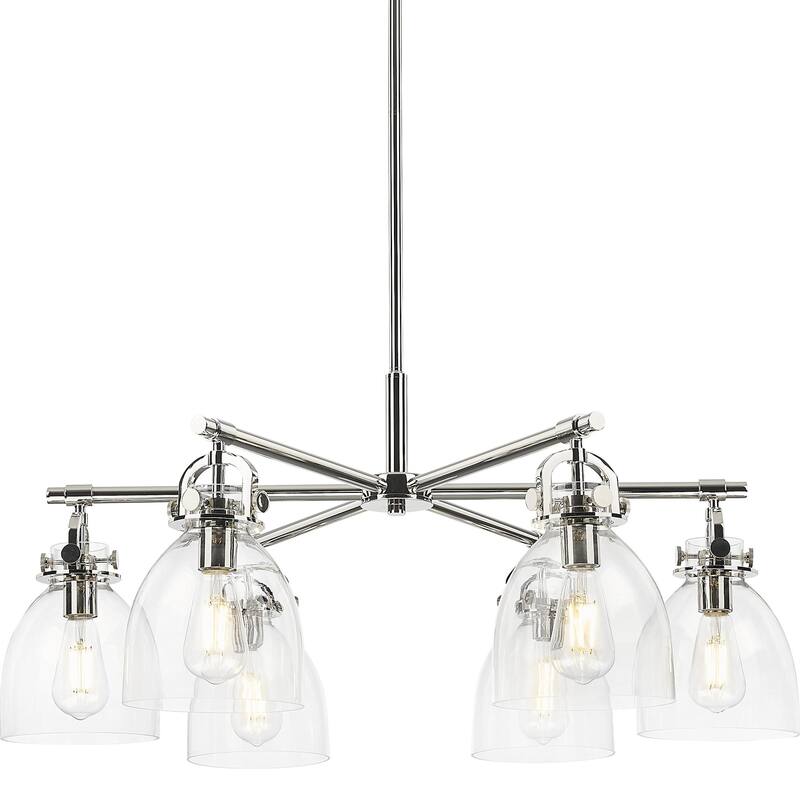 Innovations Lighting 410-6CR-16-26 Newton Bell Chandelier Newton Bell - Polished Nickel / Clear