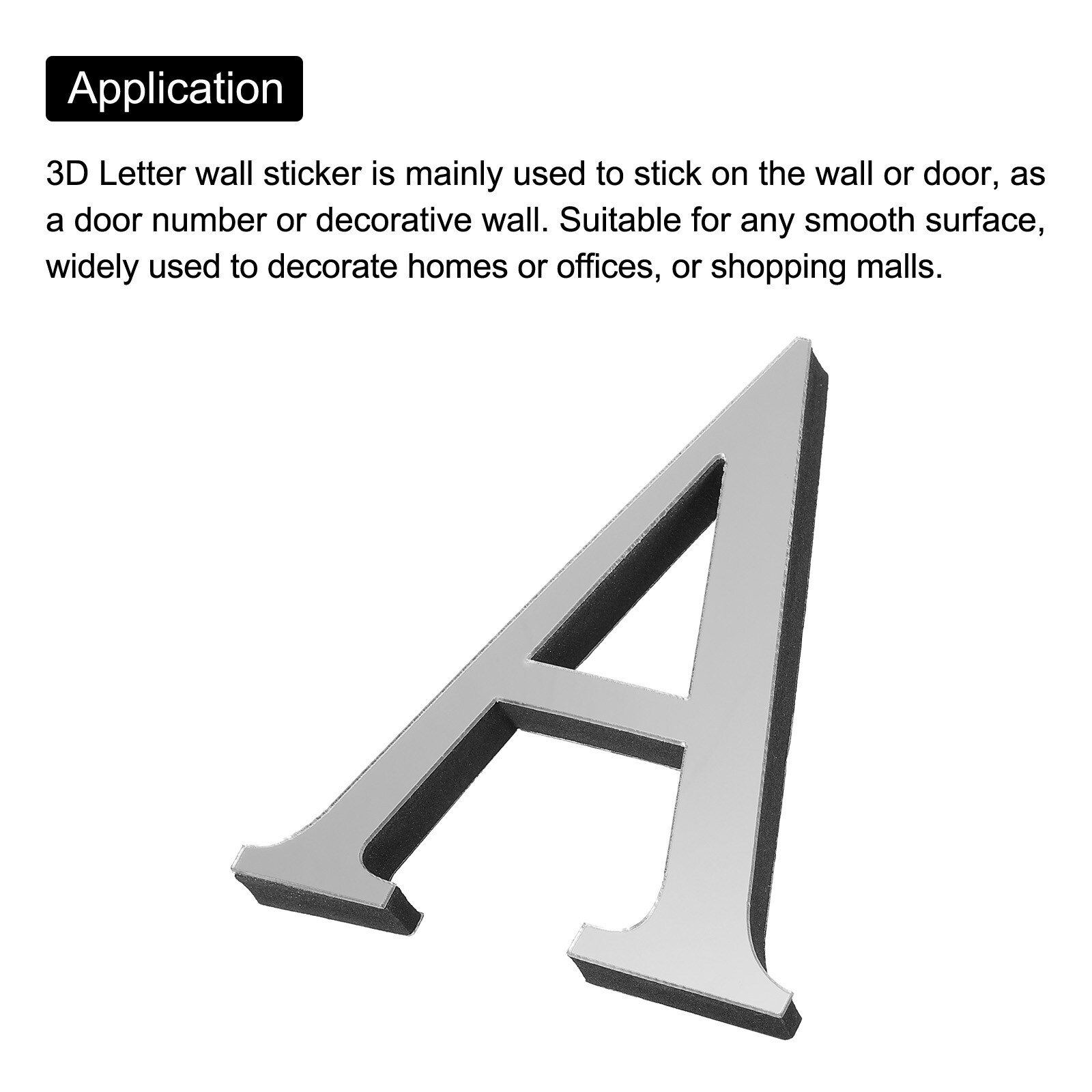 3D Acrylic Alphabet Mirror Wall Stickers Letter A-Z Self-Adhesive - Silver  Tone - Yahoo Shopping
