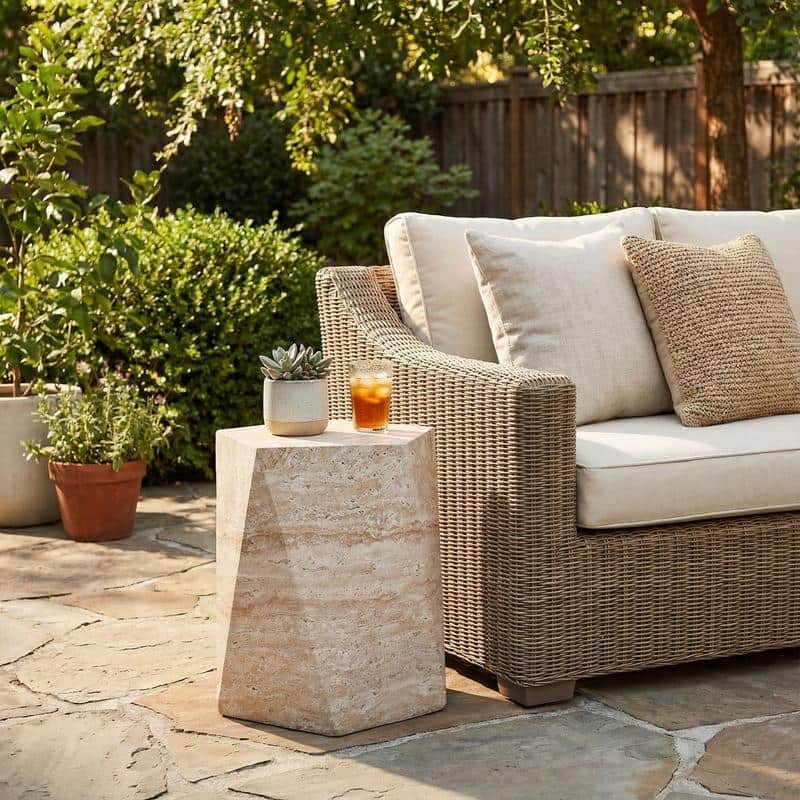 Nexovo Modern Geometric Side Table with Accent Painted Finish for Living Rooms, Bedroom, and Patios