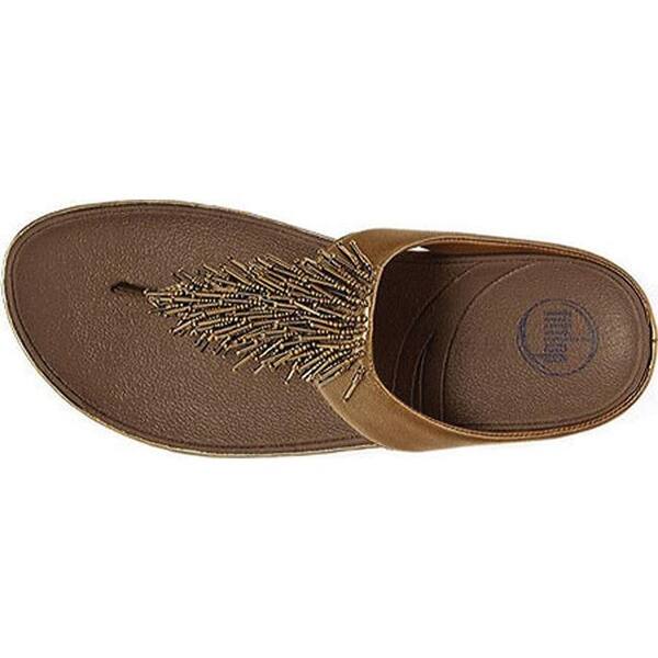 Fitflop Women S Cha Cha Thong Sandal Bronze Metallic Leather Overstock 11786096