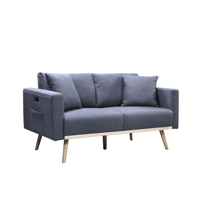 Mico 75 Inch Sofa, Loveseat and Chair Set with Throw Pillows, Dark Gray