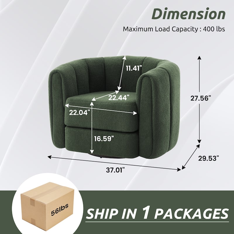 Upholstered Swivel Accent Barrel Chair Armchair - Green+Dark Green