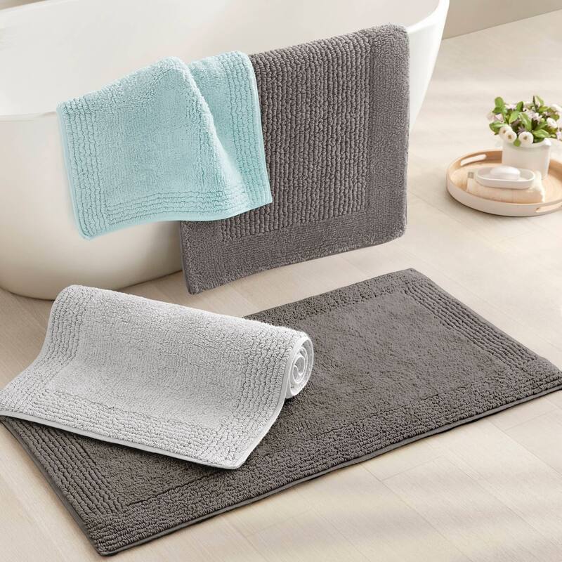 1 PCS 17x24" Cotton Tufted 3000 GSM Reversible Bath Rug White